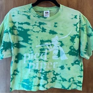 Silicon Valley HBO Pied Piper Reverse Dyed Tie Dyed Cropped T-shirt Medium